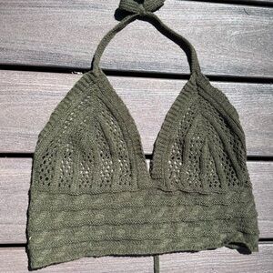 Cropped Knit Tie-Back Halter Top